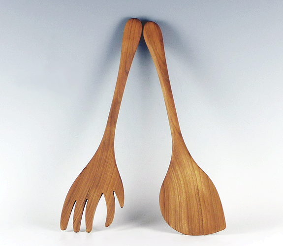 Salad Set 12" Forked Cherry by Jonathon's Spoons